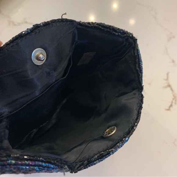 Multicolored Hand Beaded Clutch Purse w/ Hidden Hearts Fully Lined Snap Closure - Picture 5 of 7